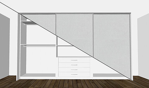 Sliding doors + closet with 3 sections