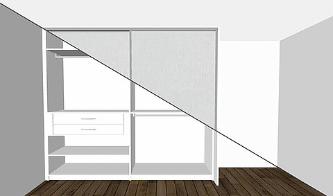 Sliding doors + closet with 2 sections